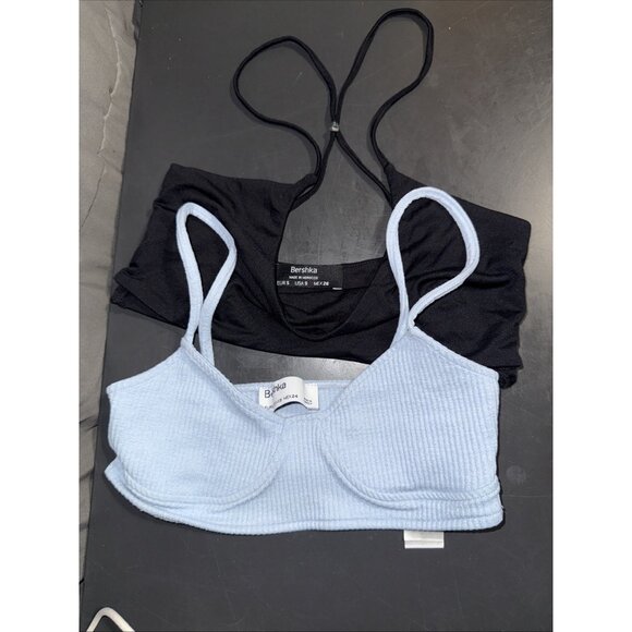 bershka cropped cami Bodysuit size XS (1) small (2) Lot Of 3 Blue Black White - Picture 7 of 16